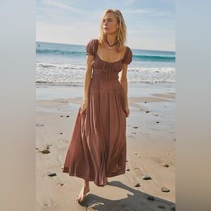 Elegant Brown Midi Dress
